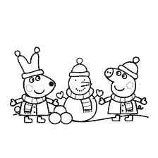 Peppa Pig en Rebecca the Rabbit maak 'n sneeuman