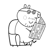 Papa Swine in a chair