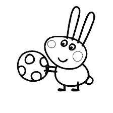 Le lapin Richard de Peppa Le cochon tient la balle