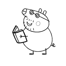 Pappa vark lees 'n boek