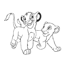 pagina da colorare: Colorare con Simba e Nala dal cartone animato The Lion King