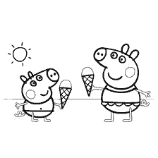 Peppa and George eat ice cream