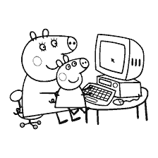 Peppa Pig at the computer