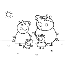 A family of pigs on a walk
