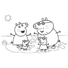 Peppa Pig in a puddle
