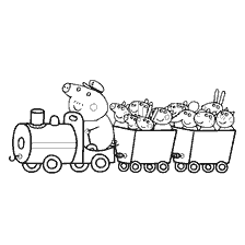 Grandpa Pig çocuklarla bir tren sürüyor