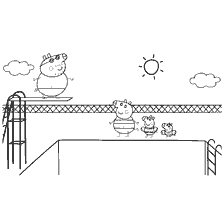 Peppa Pig ve arkadaşları havuzda