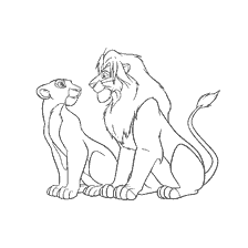 pagina da colorare: Colorare Simba e Nala dal cartone animato The Lion King