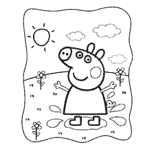 Peppa Domuzlar güneş altında bir puddleda sevinir