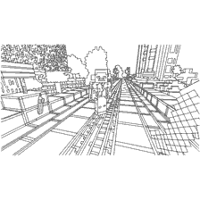 kleurplaat: Kleurende stad van Minecraft