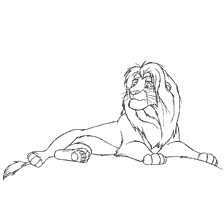 pagina da colorare: Colorazione di un Simba adulto dal Re Leone