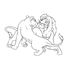 pagina da colorare: Adulto Simba e Nala dal Re Leone
