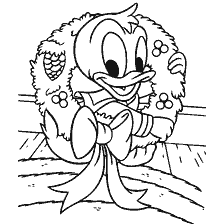 Scrooge's nephew holds a Christmas wreath