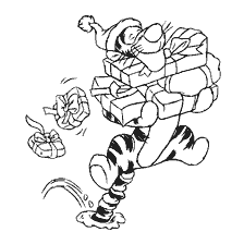 Tiger with gifts in the New Year's hat