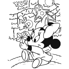 Coloring Minnie Mouse with New Year's decorations