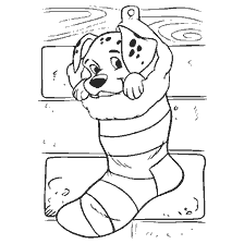 Dalmatian in Christmas stocking