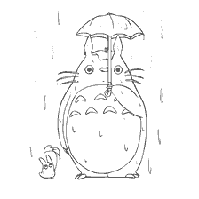 Toro tient un parapluie sous la pluie avec un jeune ami