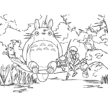 Mon voisin Totoro - livre de coloriage avec Totoro et les enfants