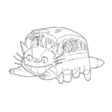 Kotobus de l'anime Mon Totoro voisin, avec des personnages à l'intérieur