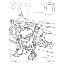 Astrodroid R2-D2 contra el fondo de una nave estelar