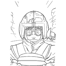 Anakin Skywalker usando el casco de un piloto preparándose para el vuelo