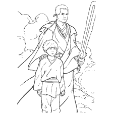 Colorear por Obi-Wan Kenobi y Anakin Skywalker de Star Wars: Episodio I - La amenaza oculta