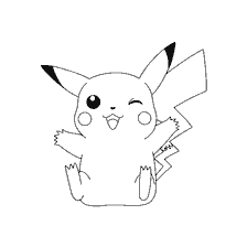 Drawing of Pikachu winking with a joyful expression