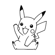 Coloring Pikachu, smiling Pokémon with raised hand