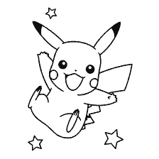 Pikachu in coloring with stars