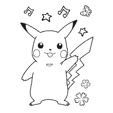 Pikachu with musical notes and butterflies