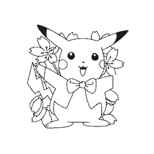 Pikachu with flowers and bow