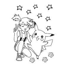 Misty and Pikachu on the coloring book