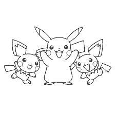 Coloring Pikachu and his Pokémon friends
