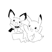 Coloring Pikachu and Pichu from the world of Pokémon