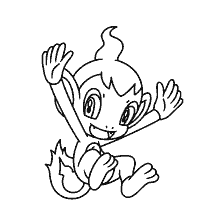 kolorowanka: Kolorowanie Pokemon Chimchar, obraz zabawy Pokemon z ognistym ogonem.