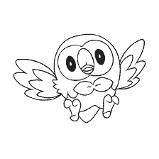 kolorowanka: Rysunek Pokemon Rowlet do kolorowania