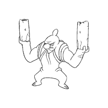 kolorowanka: Pokemon Conkldurr z drewnianymi prętami