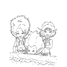 Coloração de Arthur, Selenia e Barakhlush do desenho animado Arthur e miniputes