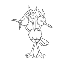 kolorowanka: Kolorowanki Pokemon Dodrio w czarno-białym formacie