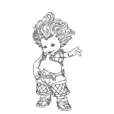 Barahlush, um personagem de Arthur e os Miniputes, com cabelo encaracolado e um sorriso
