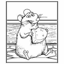 página para colorir: Emil, primo de Remy, com um pedaço de queijo