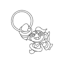 coloring page: Coloring the legendary Pokémon Hoop in black and white format.