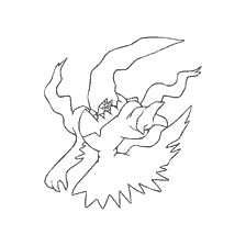 coloring page: Contour coloring of the legendary Pokémon Darkrai