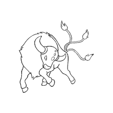 coloring page: Contour image of Pokemon Tauros for coloring