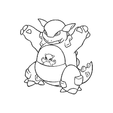coloring page: Pokemon Kangashan coloring with a cub in his pocket