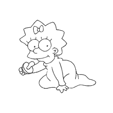 Maggie Simpson dei Simpson, strisciando con un capezzolo