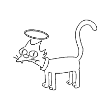 Immagine di un gatto Snowball con un alone dei Simpson