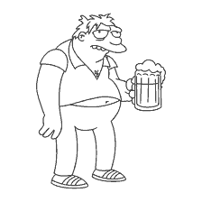 Il libro colorante di Barney Gumble con una tazza di birra