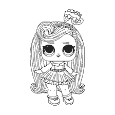 coloriage: LOL (L.O.L) Poupée chérie aux cheveux longs et robe