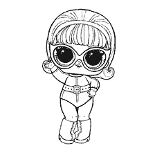 coloriage: Poupée de coloration Drag Racer avec une grosse tête et des lunettes